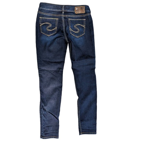 Silver Suki Jeggings Blue Jeans Indigo Denim Stretch 29x29 Embroidered Back Pock - Picture 2 of 11